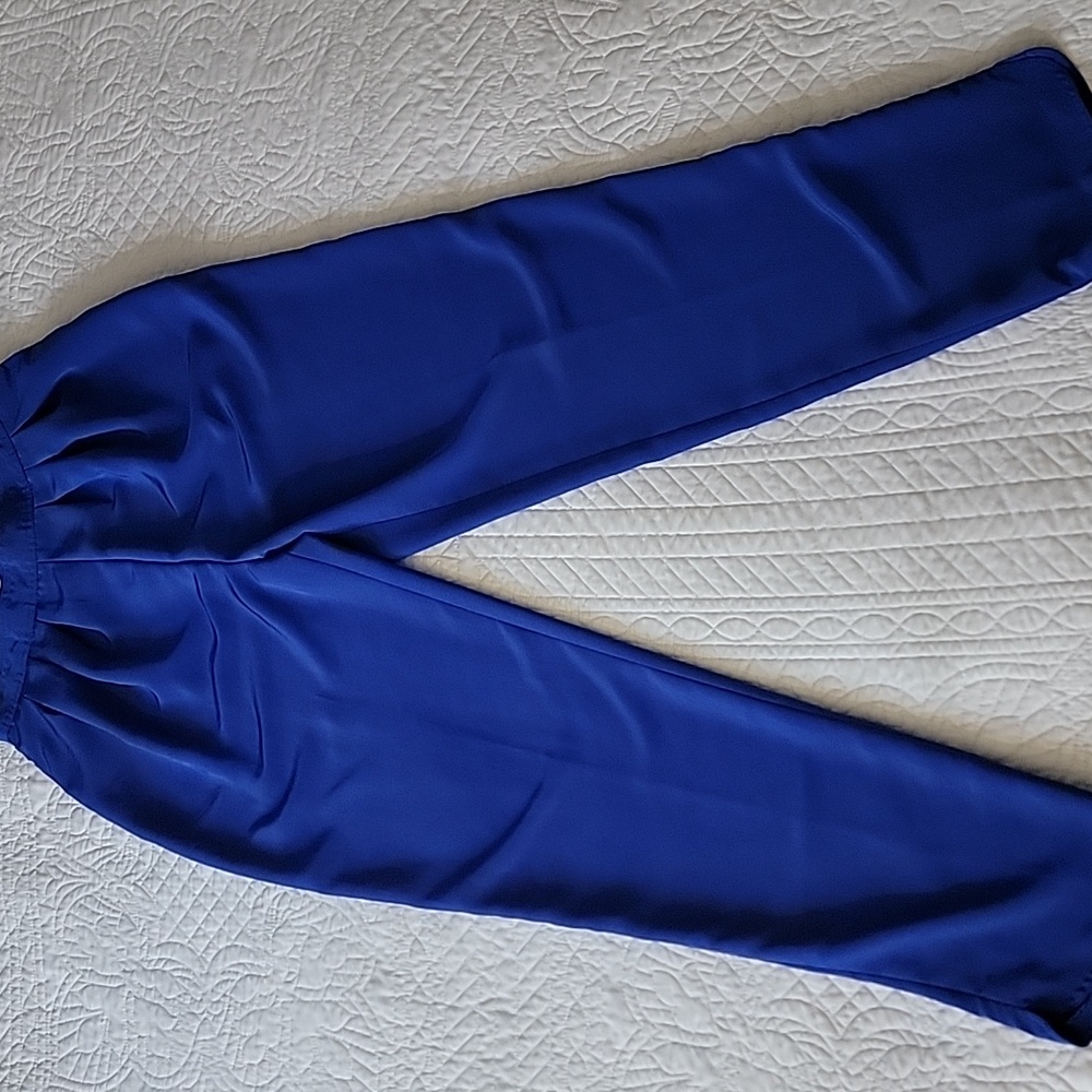 Chaus Vintage Royal Blue Pleated High Waist Trousers with Pockets Size 8